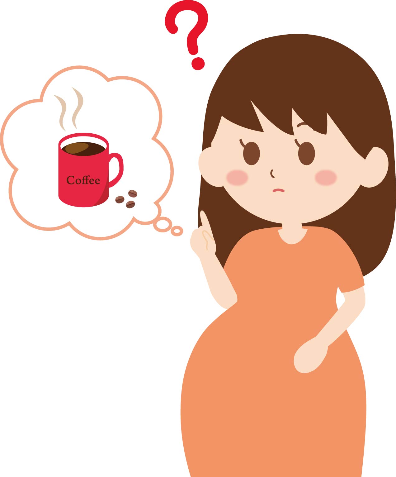 コーヒーを飲みたいことを葛藤している妊婦さん